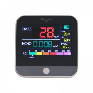 Sensore LCD Rilevatore PM2.5 Portatile HCHO Monitor di qualità dell'aria TVOC Tester Continua ad accendere il rilevatore di batterie ricaricabili al litio